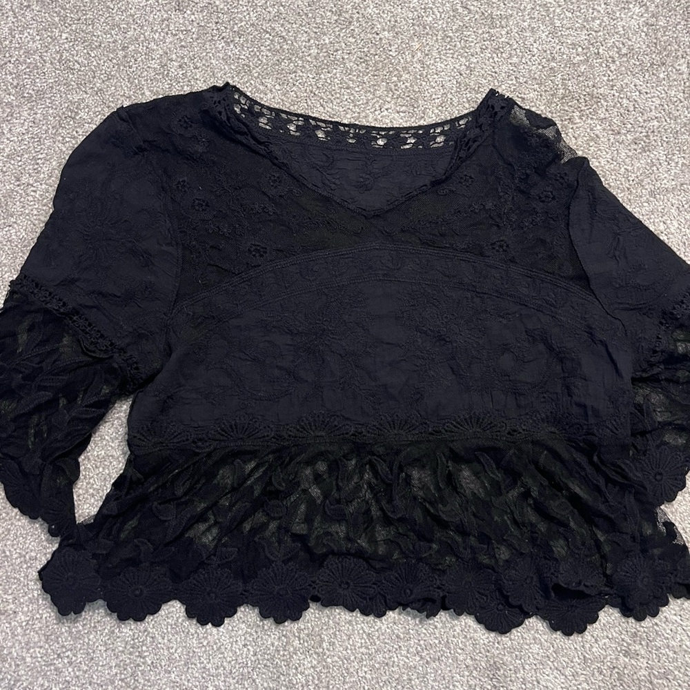 Elegant Black Lace Women's Top